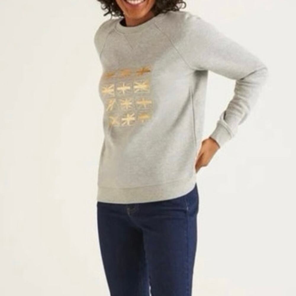 Boden The Sweatshirt Gray Soft Lined Union Jack Metallic Size Small